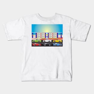 Boulevard Park with Porsche Sports Cars Kids T-Shirt